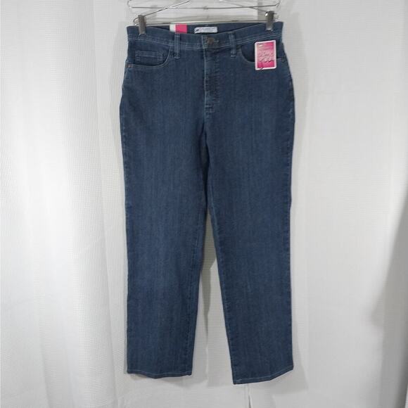 NWT! LEE JEANS! HIGH WAIST, STRAIGHT LEG STRETCH BLUE DENIM CLASSIC JEANS! SZ 12 - Picture 4 of 10
